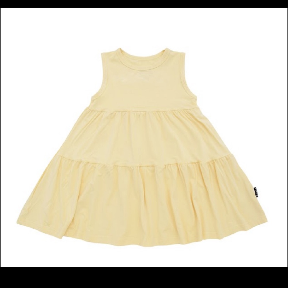 Sleeveless Yellow Tiered Kids Dress